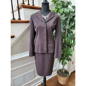 Finity Studio Women's Brow Polyester & Wool Long Sleeve 2 Piece Blazer & Skirt 6